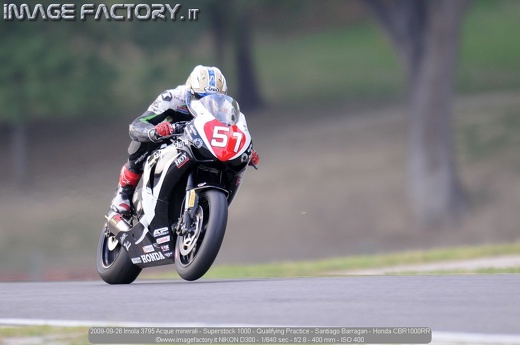 2009-09-26 Imola 3795 Acque minerali - Superstock 1000 - Qualifying Practice - Santiago Barragan - Honda CBR1000RR